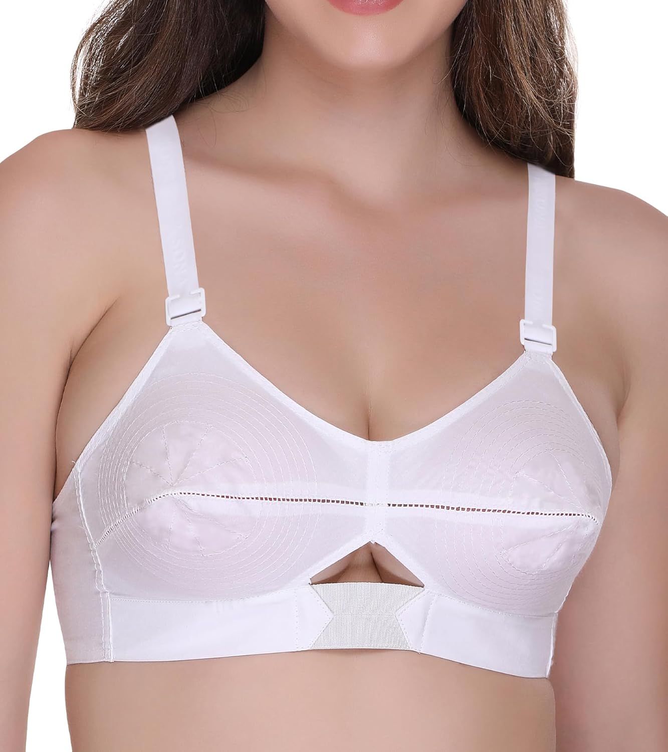 SONA Moving Cotton Full Coverage Non-Padded Non-Wired Everyday Bra for Women with Cotton Straps with Round Stitched Seam Cups (White_Pack of 1_34B) SONA Moving Cotton Full Coverage Non-Padded Non-Wired Everyday Bra for Women with Cotton Straps with Round Stitched Seam Cups (White_Pack of 1_34B)