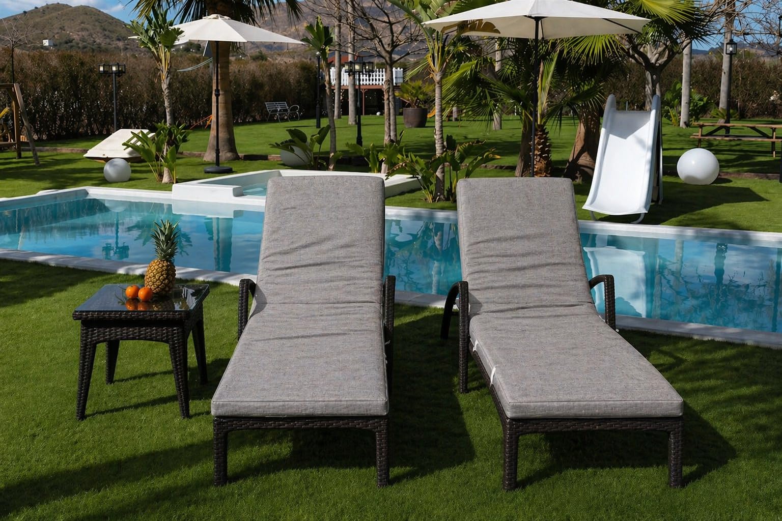 Acomoda Textil - Colchoneta para Tumbona 180x60x6 cm Impermeable con Espuma, Funda Extraíble y Ajuste con Goma, Cojín para Hamaca o Tumbona Exterior JardínTerraza o Piscina