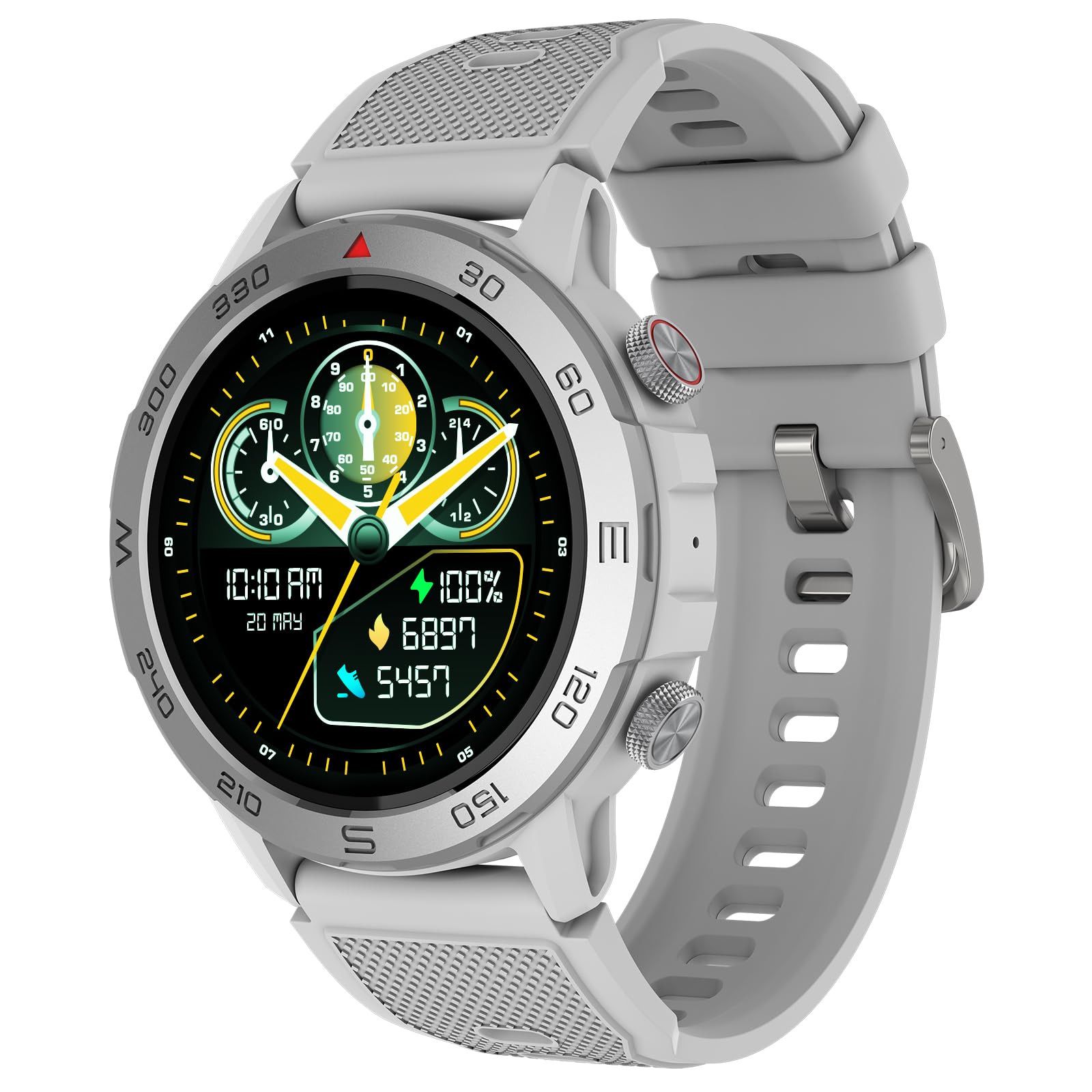 (Refurbished) beatXP Duke Rugged 1.43” Round Super AMOLED Bluetooth Calling Smart Watch, Functional Crown, 466 * 466px, 60Hz Refresh Rate, AI Voice Assistance, 100+ Sports Modes, 24/7 Health Monitoring (Silver) (B0D8H3FPPJ) Amazon Price History, Amazon Price Tracker