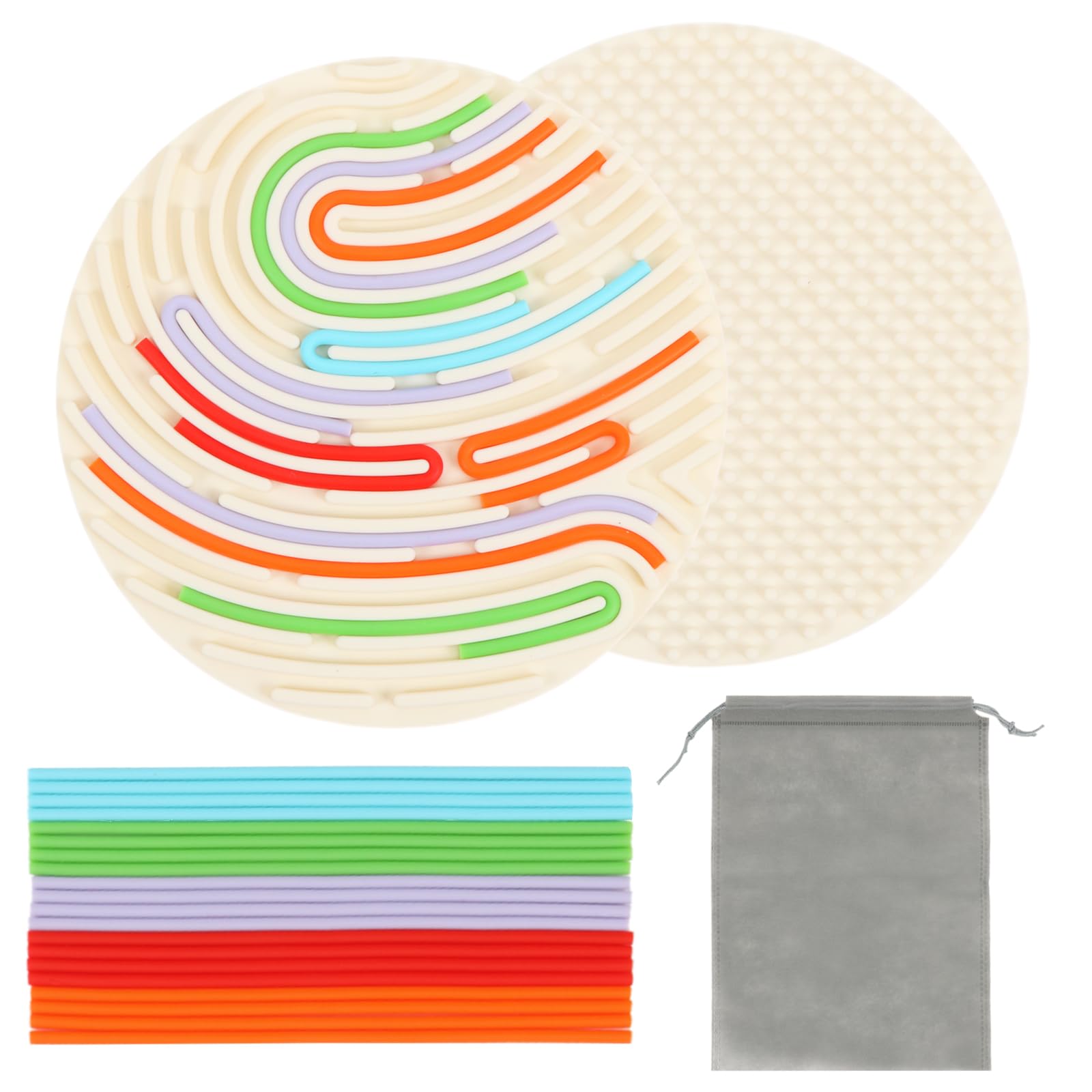 HUKUMA Sensorik Spielzeug Activity Board,Silicone Sensory Fidget Toys,Doppelseitiges Spielzeug Zur Autismus, Stress, ADHD, Anxiety Spiele Play Toy mit Reisetasche & 20 Schnüren