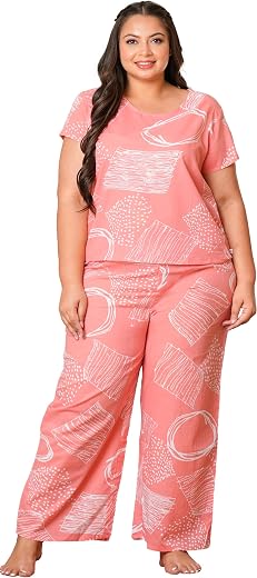 Akiko Women's Straight Floral Printed Night Suit/Pajama Set for Women