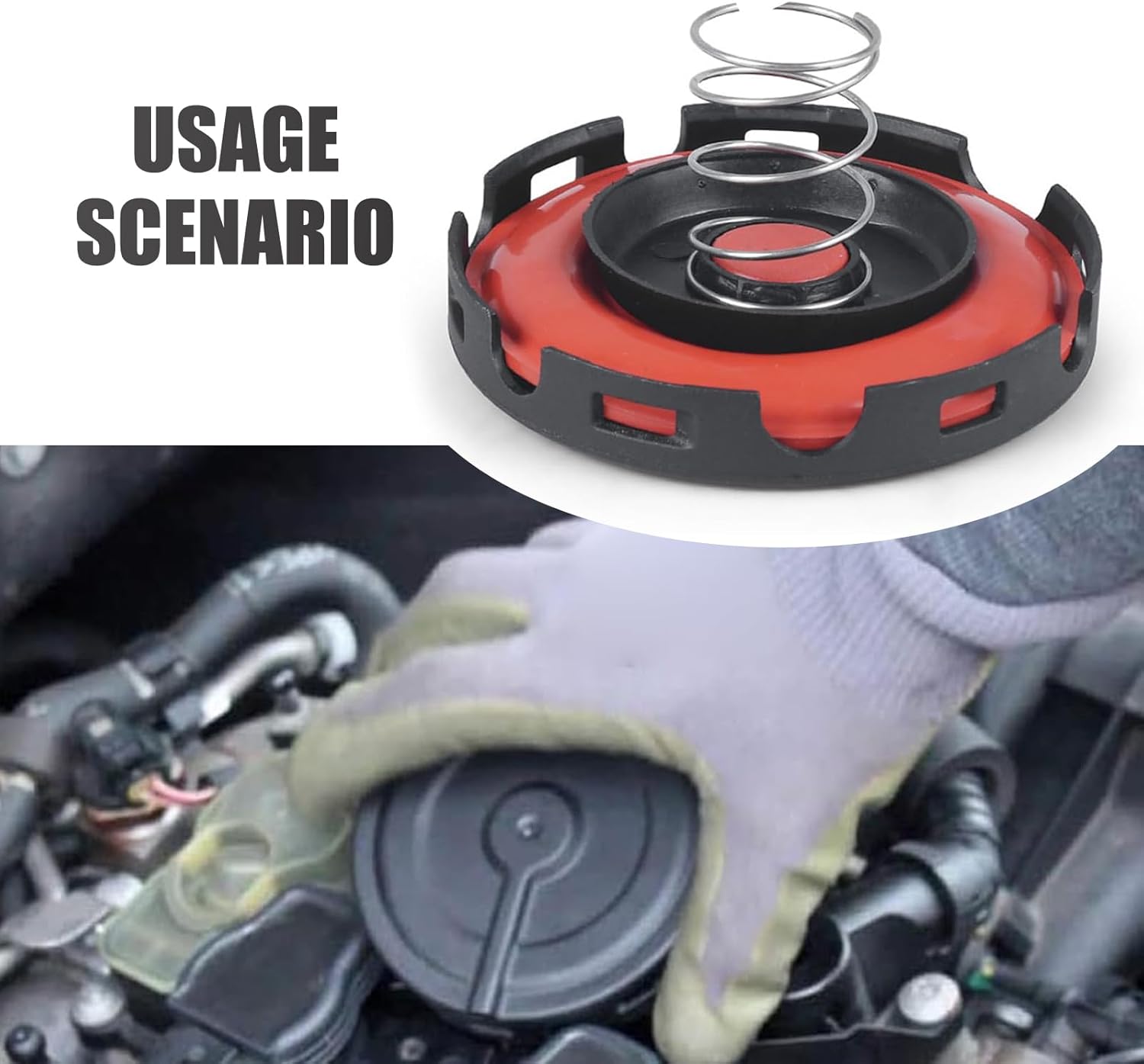 917-064 PCV Diaphragm Repair Kit, PCV Valve Cap Repair Kit, Replacement 07K103469F 07K103469G 06H103495E, Compatible with Select Car Models (Black)