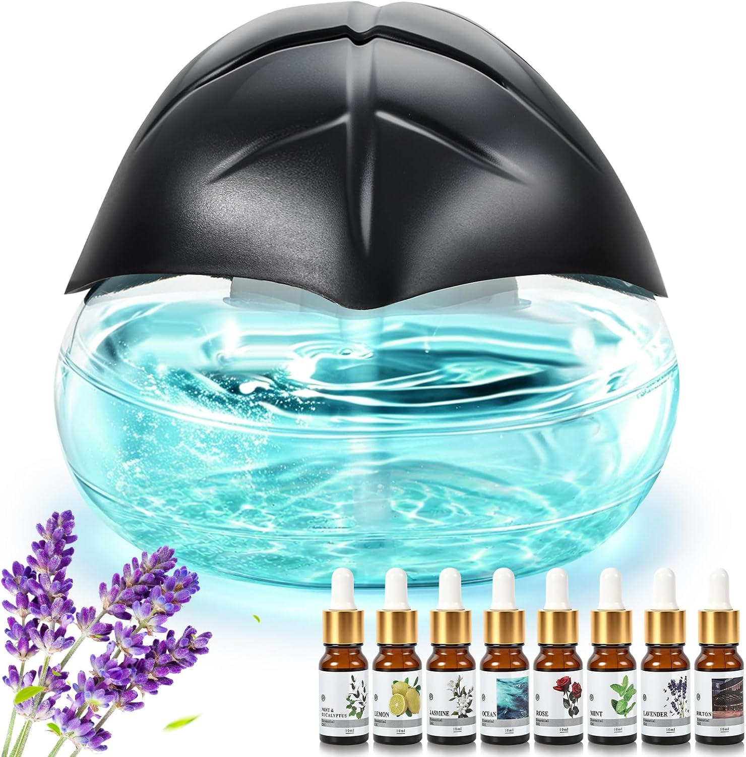 Water Based Air Freshener & Aroma Diffuser for Home with 8 Essential Oils, Rainbow Air Washer with 6 LED Color Changing Lights, Quiet Humidifier for Pet Owners & Smokers