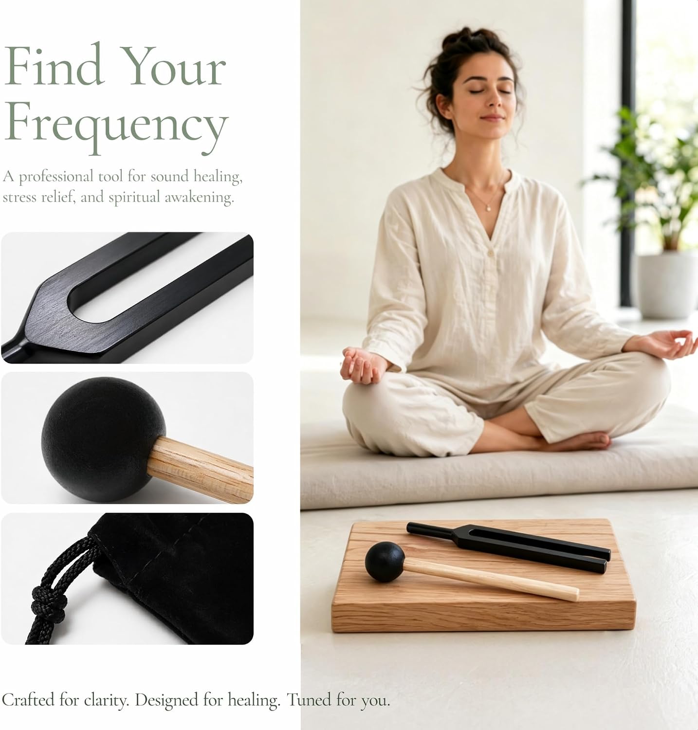 Miwayer Professional International A A440Hz Tuning Forks Black for Healing, Medical, and Music - Multi-Frequency Tuning Fork Kit for Sound Therapy, Meditation, Chakra Balancing