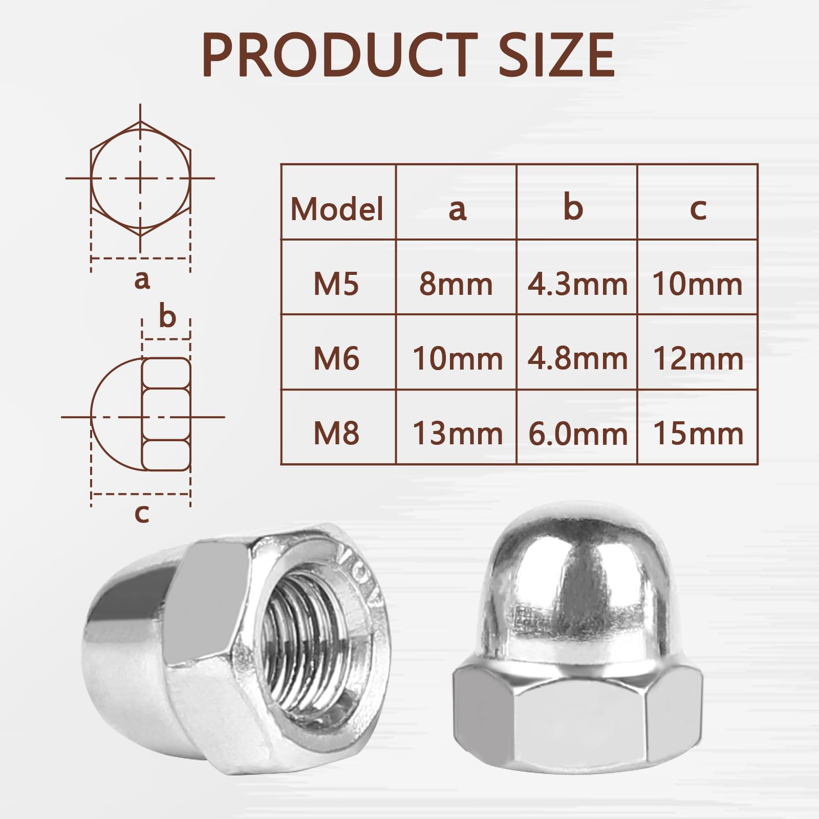 100 Dadi Ciechi M8 In Acciaio Inox - Dadi A Cappuccio DIN 1587, Per Fissaggi Estetici E Sicuri - Foto 7