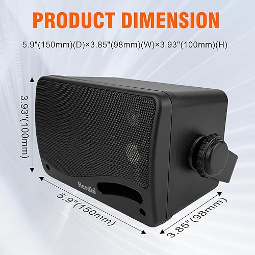 Miniatura 7 de Herdio Altavoces para exteriores de 3.5 pulgadas con cable, impermeable, sistema de altavoces de montaje en pared con 400 vatios de graves potentes