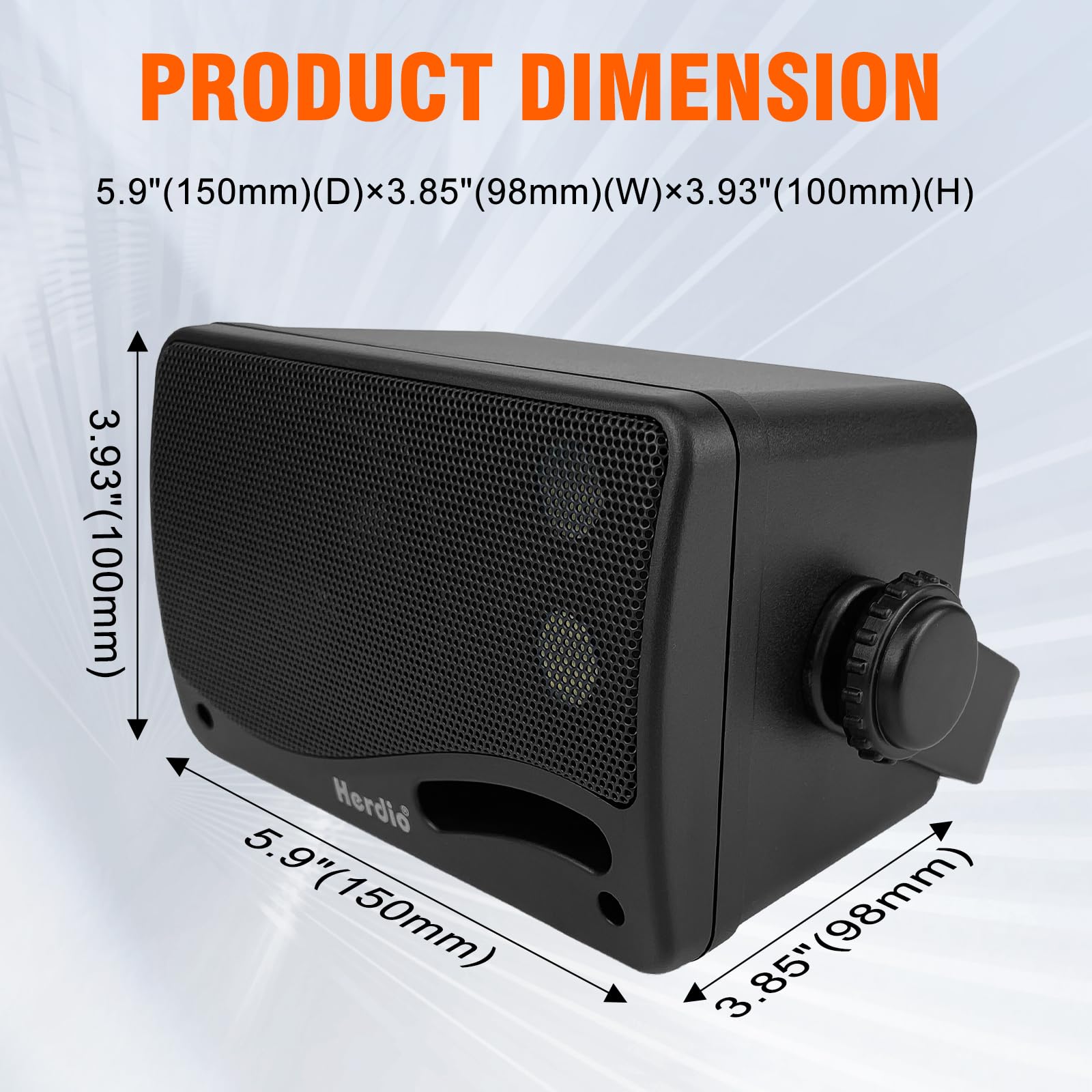Herdio 3,5 Zoll Bluetooth Outdoor-Lautsprecher 400W 3 Wege Meereslautsprecher wasserdichte wetterfeste Hochleistungen für die Innengarten im Freien im Freien in der Innenboot (2 Paar, schwarz)