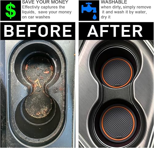 Miniatura 6 de SENSHINE Insertos de portavasos para Subaru Crosstrek Accesorios 2018-2020 2021 2022 2023 Subaru Impreza 2017-2023 Alfombrillas de revestimiento de