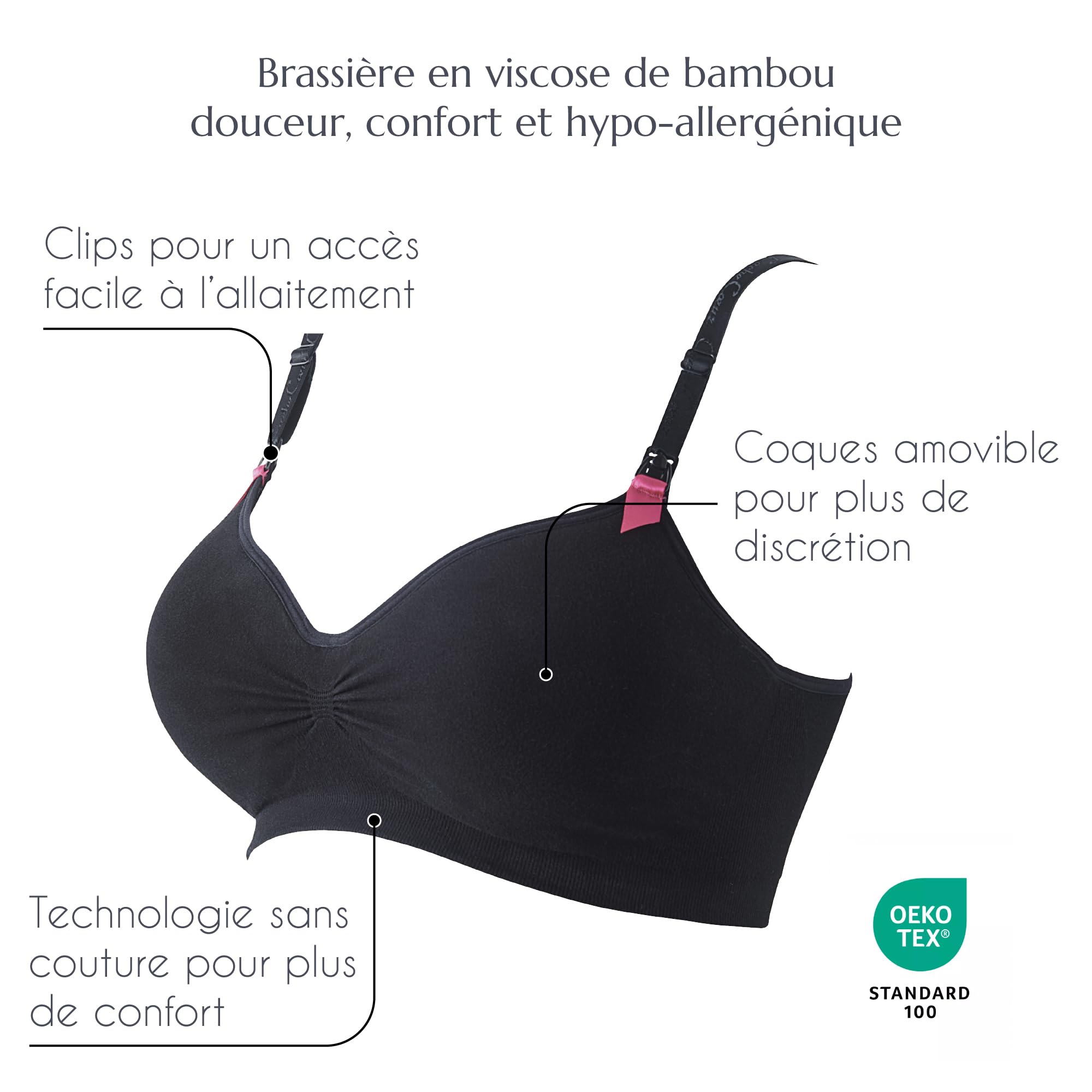 Cache Coeur Brassière d'allaitement Curve Noire