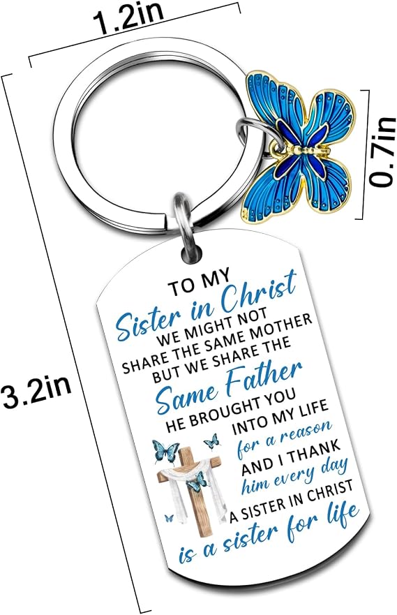 Sisters In Christ Gifts for Women Christian Christmas Religious Gift for Sister In Christ Faith Based Gifts for Women Baptism Friendship Birthday Gift for Friends Sisters Cross Keychain