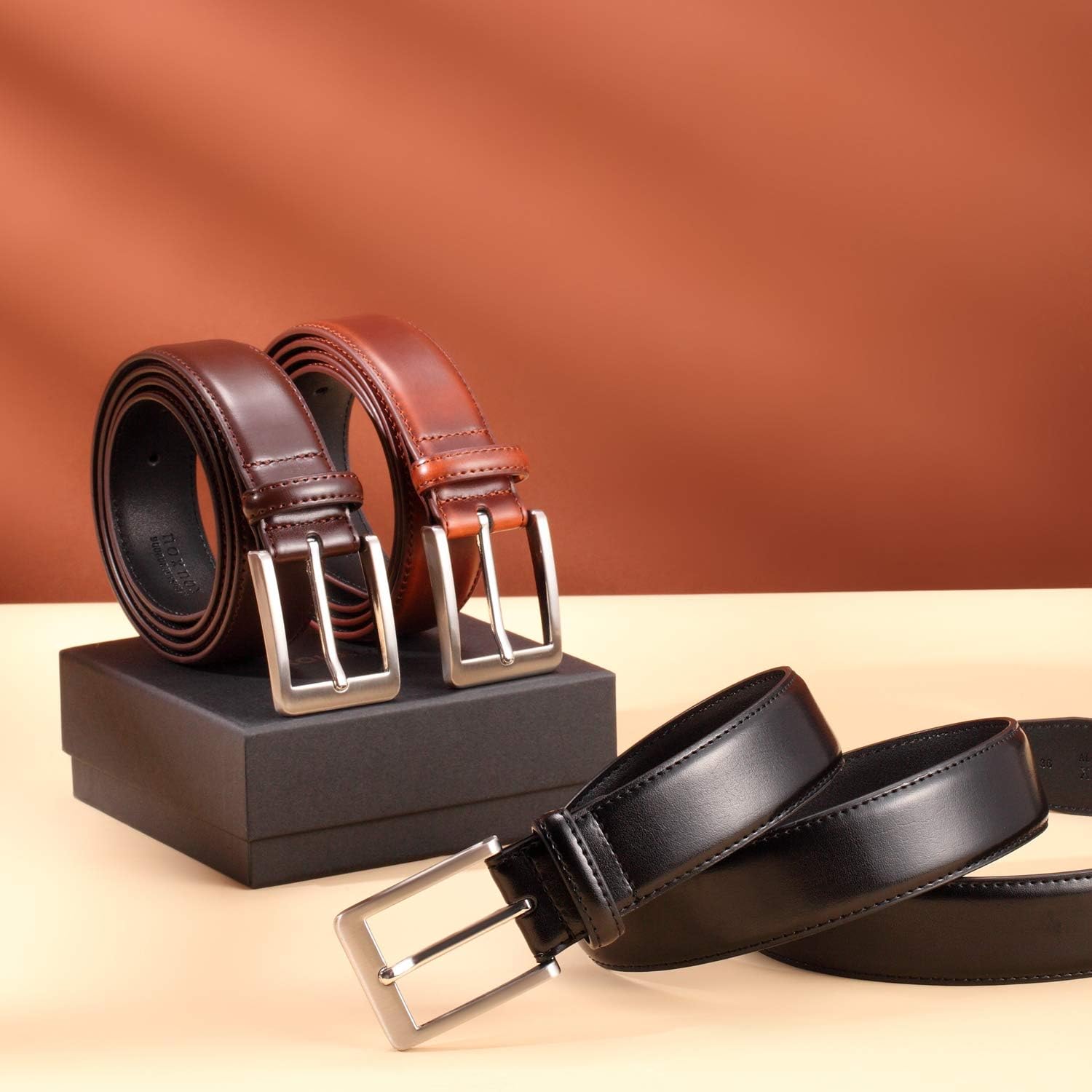 XOUXOU Men's Casual Leather Jeans Belts Classic Work Business Dress Belt with Prong Buckle for Men - Image 5