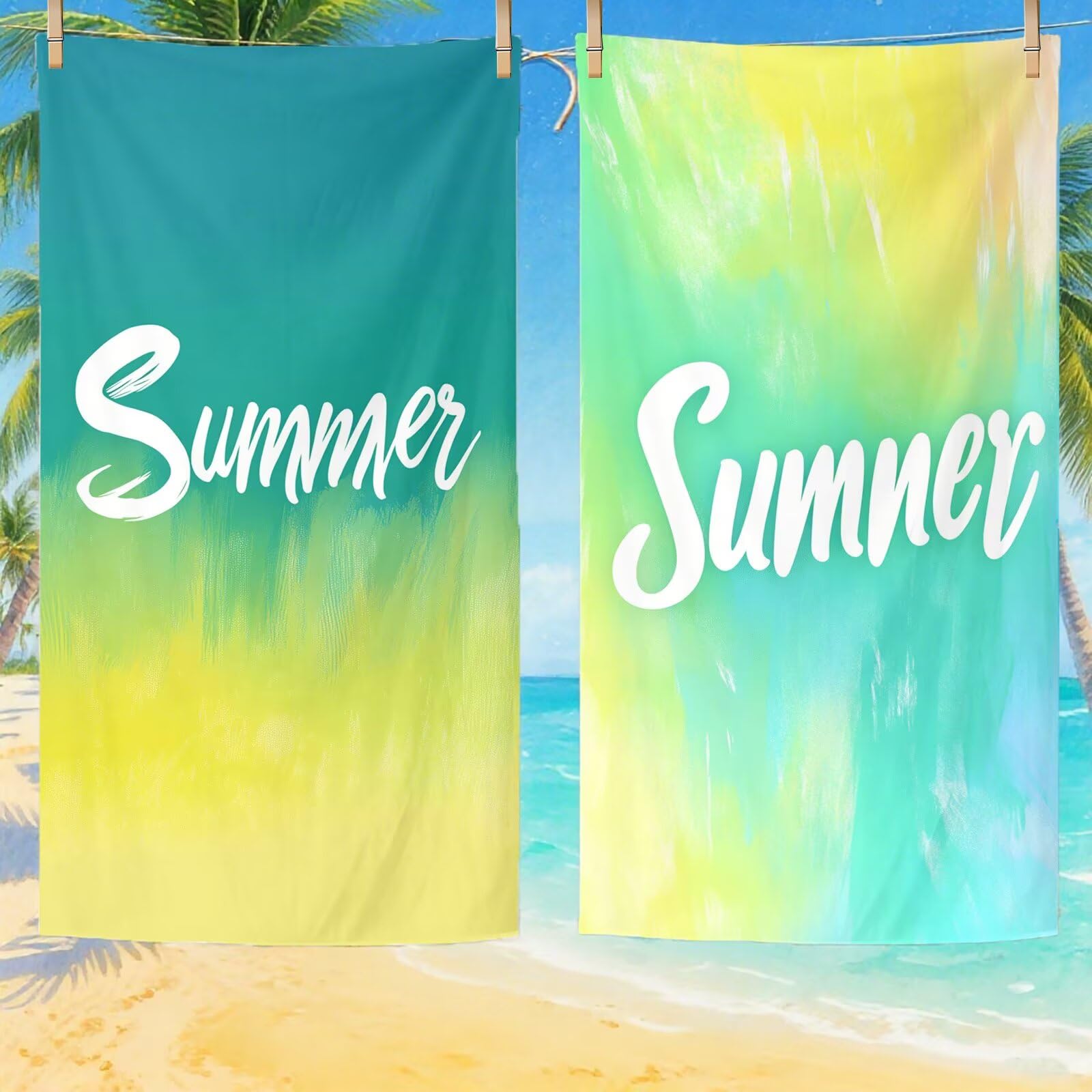 Serviette plage séchage rapide anti-sable | Lot de 2 draps absorbants