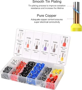 Ferrule Crimping Tool Kit with Oxford Bag, 1200PCS Copper Terminals, and Self-Adjustable Ratchet Tool - Wire Crimping Plier Set for AWG23-7 Wire End Ferrules