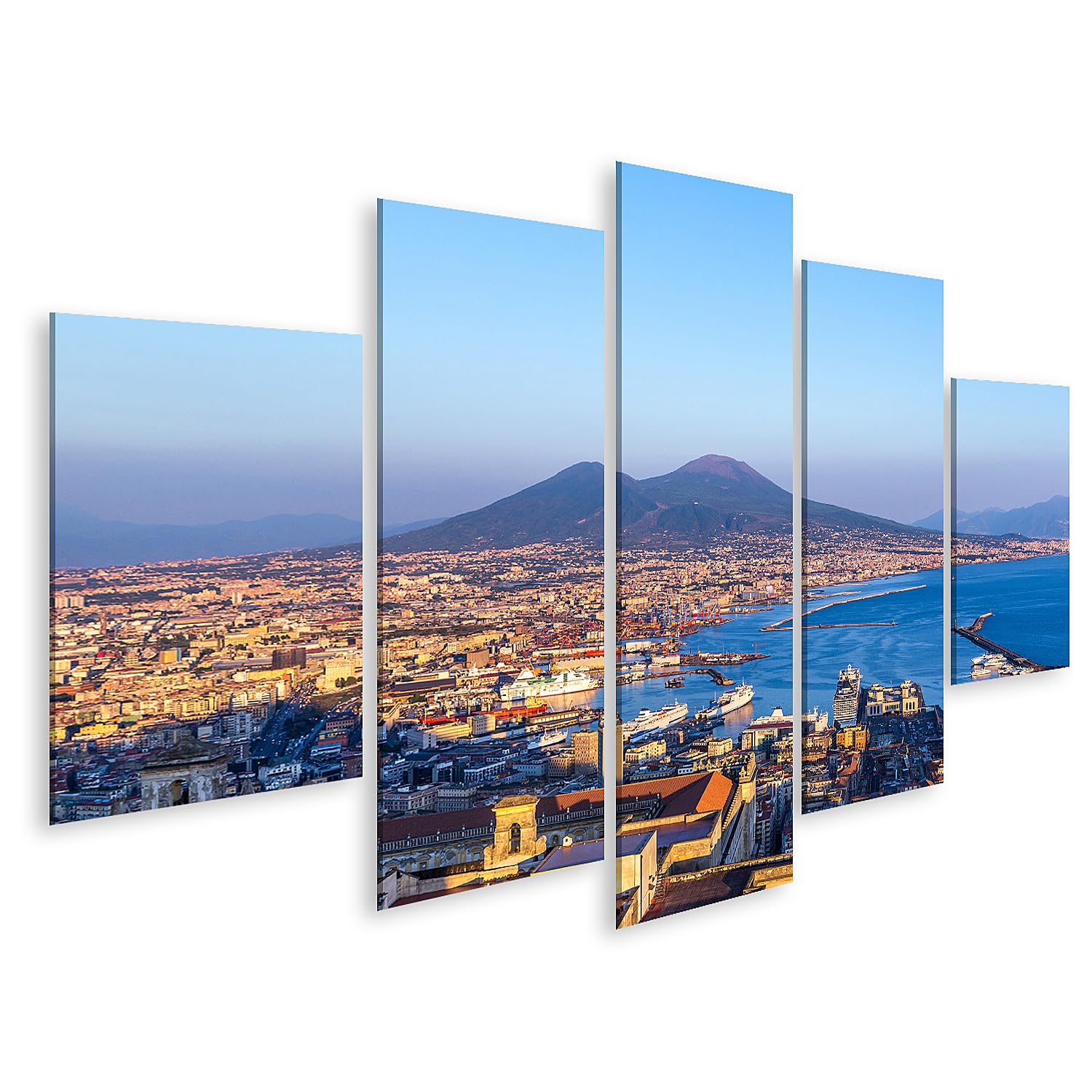islandburner Quadro su Tela Vista Napoli E Vesuvio Al Tramonto Quadri 170x80cm