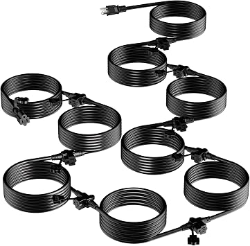 K KASONIC Outdoor Extension Cord 75 FT, Evenly Spaced 9 Outlets, Black