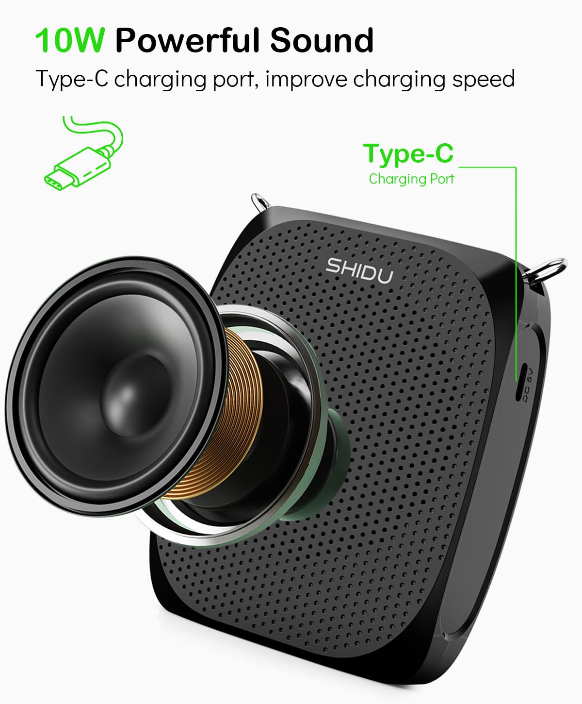 Amplificador de Voz con microfono inalambrico de Solapa para Profesores de 2000mAh con lavalier Micrófono y Cintura, megáfono portátil para Maestros Guías Turísticos ect