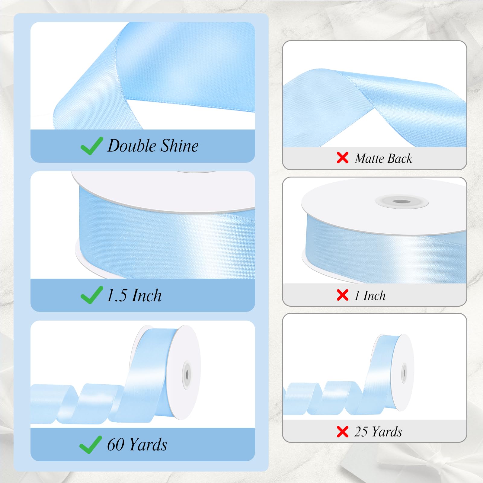 Blue Color Rippon Snapklik.com : Woric Blue Ribbon 1 1/2 Inch 60 Yards Double Faced Light ...