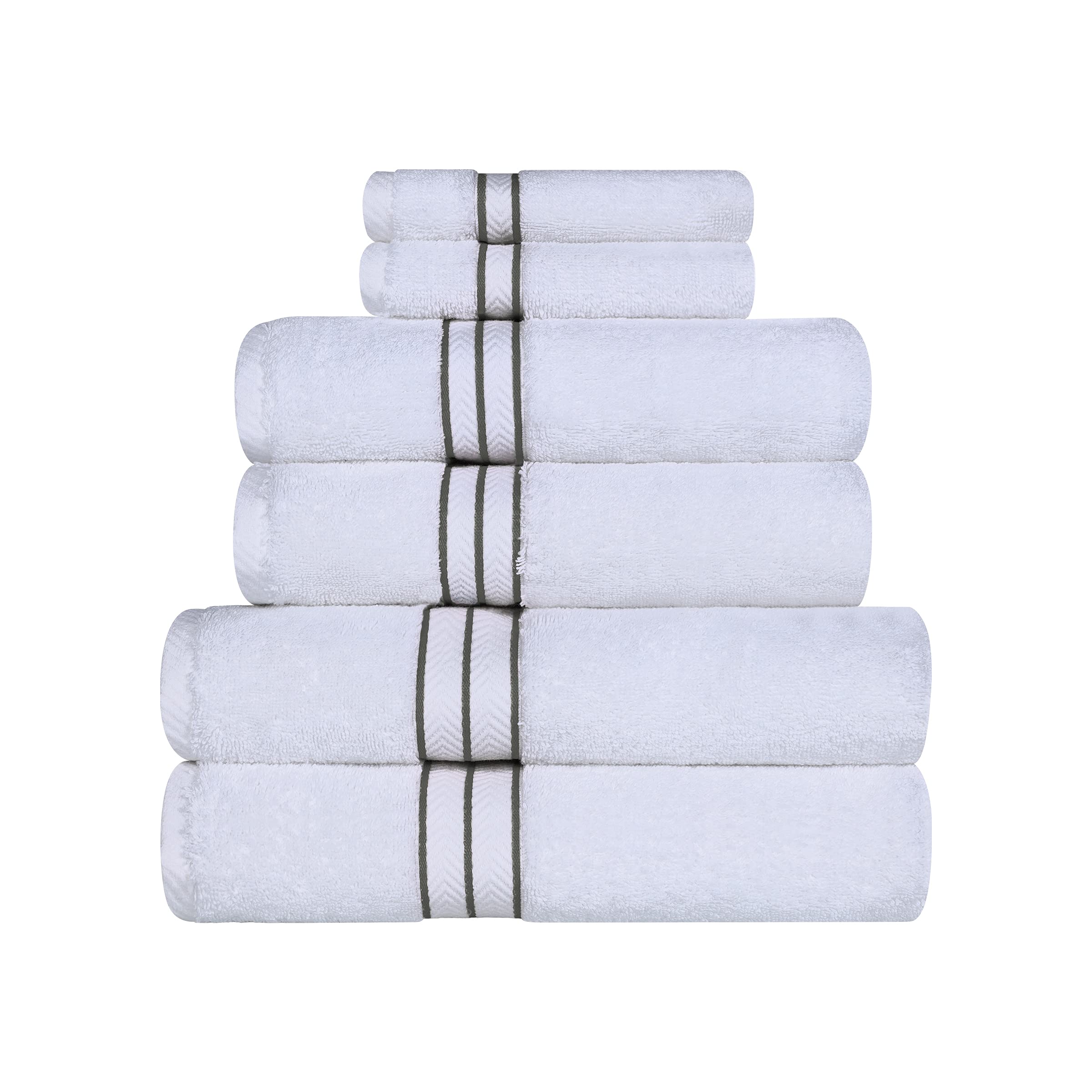 Superior Turkish Cotton Ultra-Plush 6-Piece Towel Set, Ideal for Master Bath, Guest Bathroom, Fast Drying, Shower, Spa, Face/Washcloths, Hand, Bath Towels, Absorbent, Home Basics, Charcoal