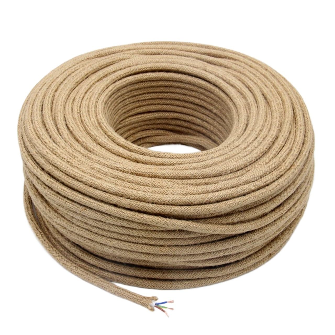 Cavo Elettrico, Filo Elettrico 2 Core 3 Core 3 Core Vintage Corda di Canapa Tessuto Elettrico Cavo Intrecciato Cavo Intrecciato Cavo a Sospensione retrò(3 Core,10m)