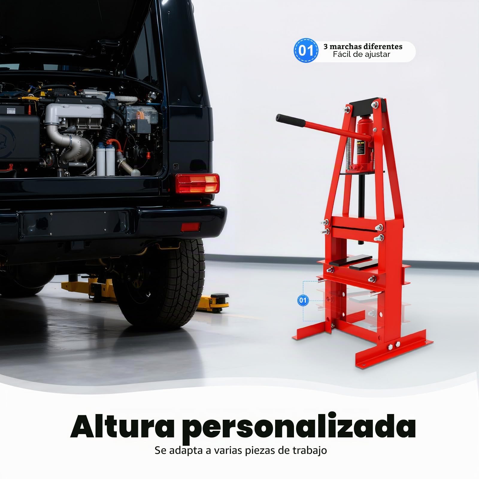 Prensa Hidráulica de Taller 6 T, Prensa con Placas y Rodamientos