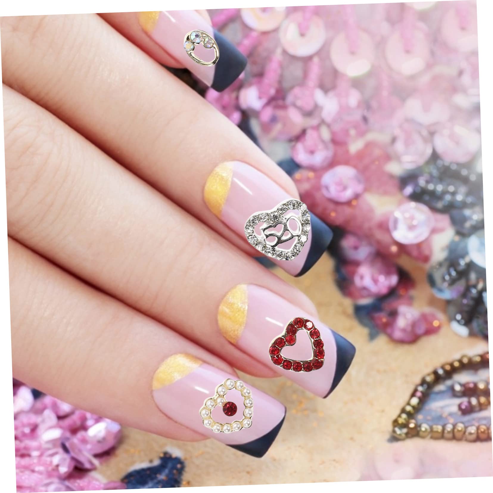 minkissy 200pezzi Charms Per Unghie Forma Di Cuore Decorazioni Per Nail Art Eleganti Ciondoli Per Unghie Perfetti Per Manicure e Artigianato Feste e Occasioni Speciali