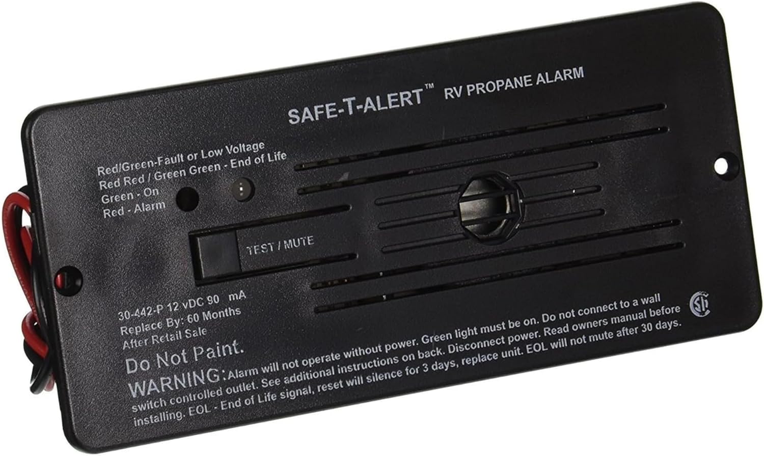 Safe T Alert 30 Series Classic LP Gas Alarm - Propane Alarm - Flush Mount, Black - 30-442-P-BL
