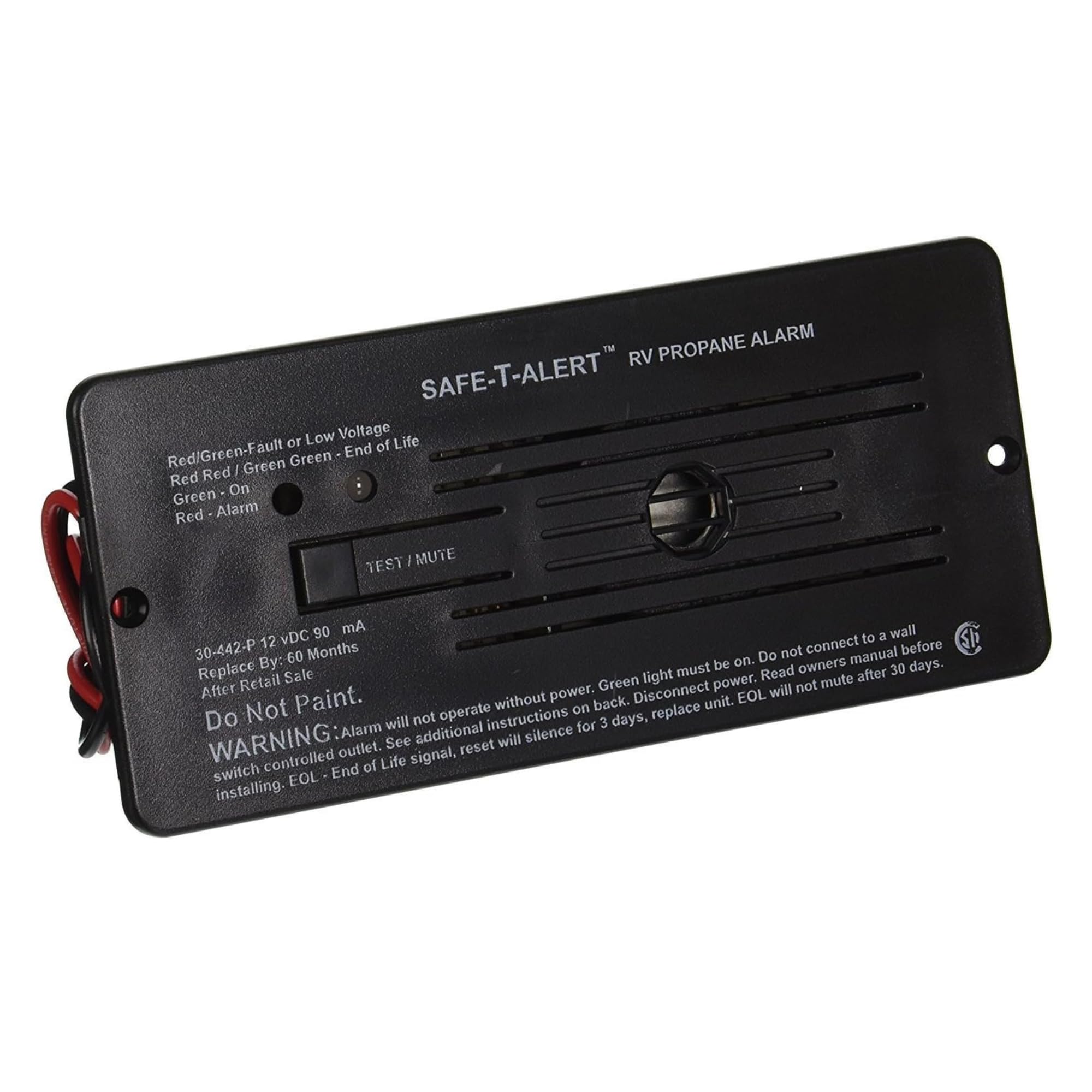 Safe T Alert 30 Series Classic LP Gas Alarm - Propane Alarm - Flush Mount, Black - 30-442-P-BL