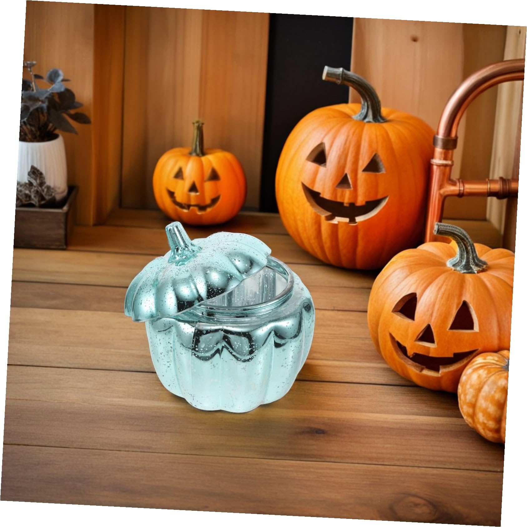 ULTECHNOVO Kürbisförmiges Glas mit Deckel für Snacks und Gewürze Aufbewahrungsglas im Herbstdesign für Küche und Dekoration