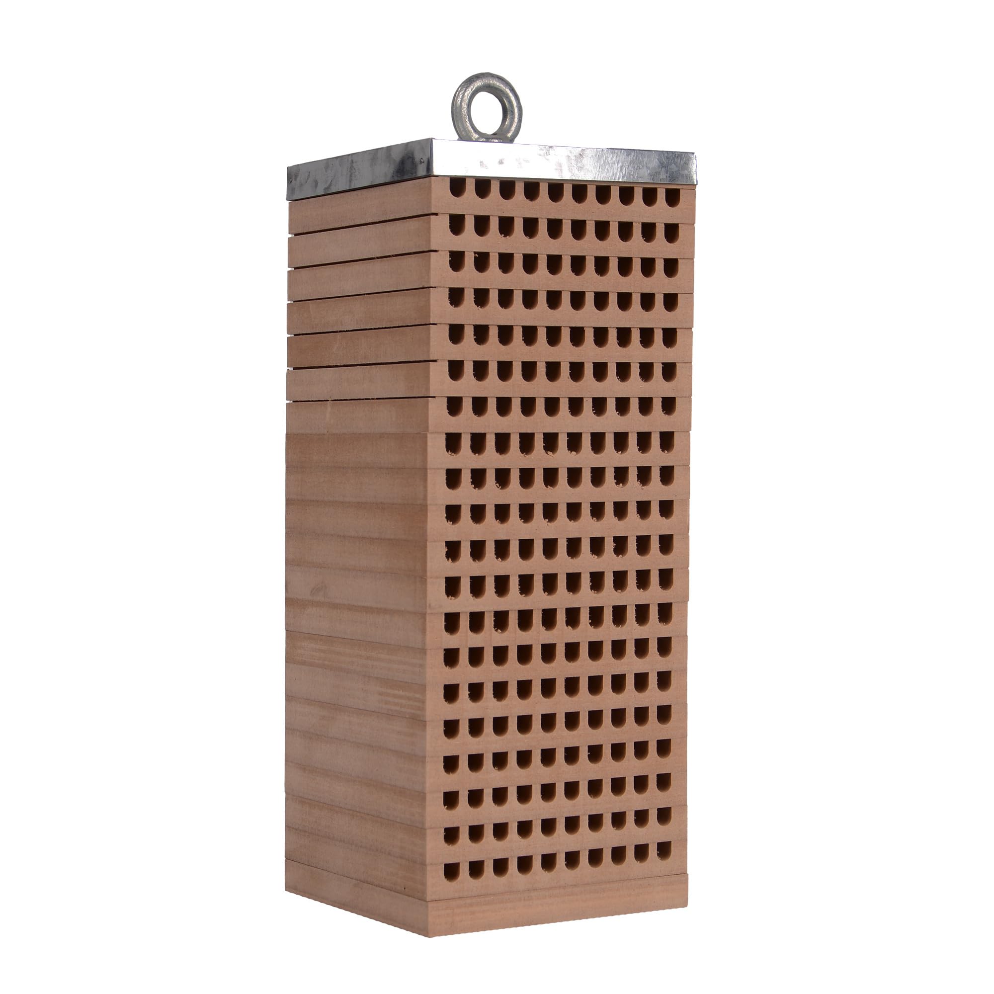 UNUS Bienenhotel Mauerbienen Holz mit 200 Löchern Zinkdach Insektenhotel 40x16x16cm