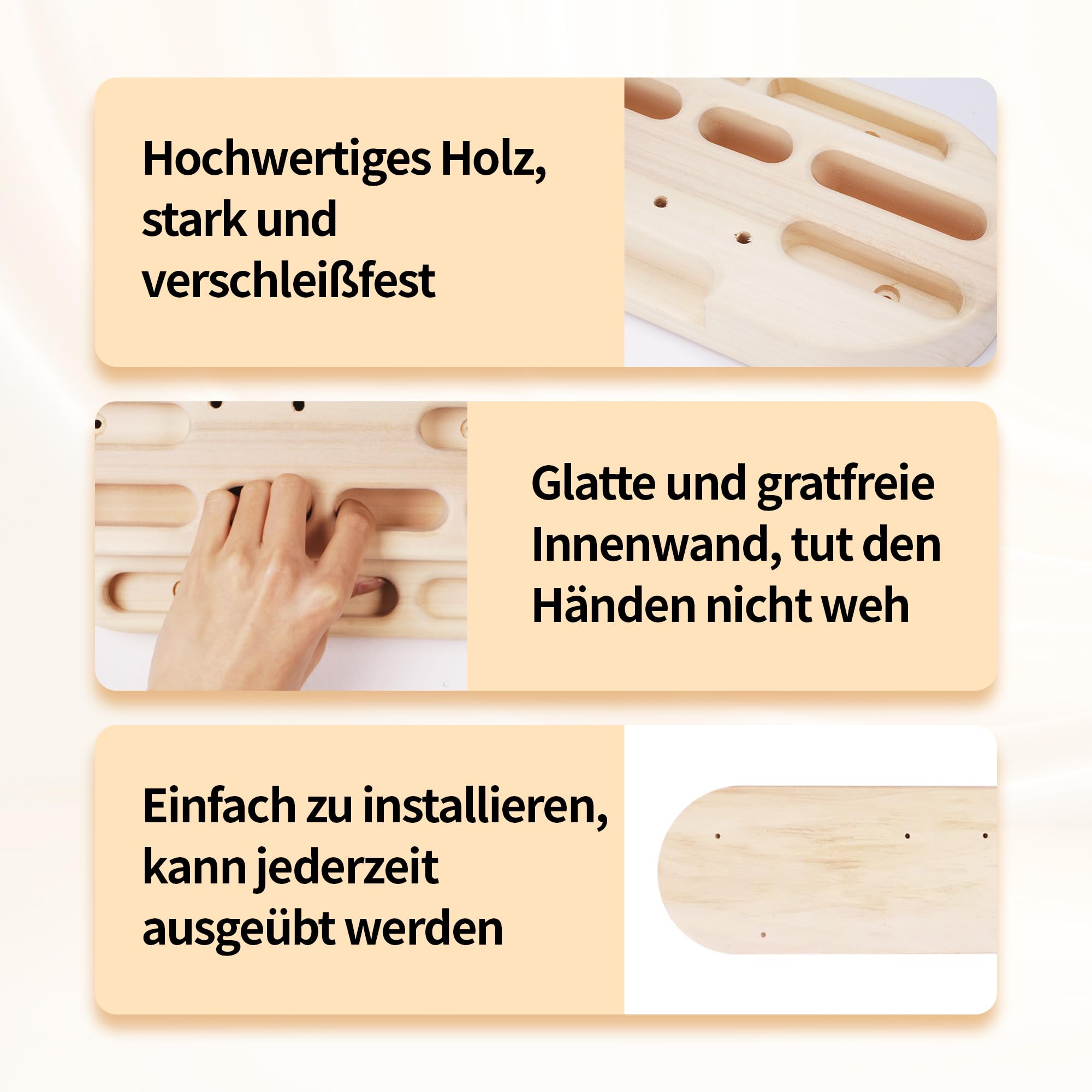 aleawol Trainingsboard Kletterboard Klettertraining Hangboard Kletterbrett Trainingsbrett Trainingsgeräte für Einsteiger Bergsteiger Klettertraining