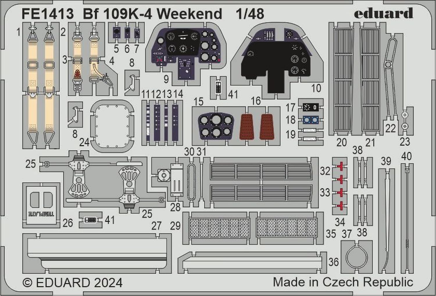 Edudo 1/48 Zoom Bf109K-4 Etching Parts (for Edudo) Plastic Model Parts EDUFE1413