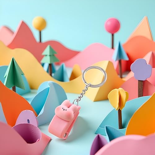 Mini engrapadora de dibujos animados portátil de color rosa, organizador de llavero, suministros de oficina, escuela, pendiente, papelería, L1D9,