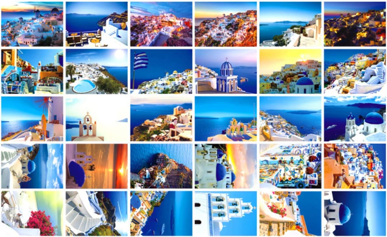 Travel postcards,Set of 30 Post cards variety pack depicting from Around the World Famous Travel Sites,Assorted Postcards Bulk, 4 x 6 -Santorini