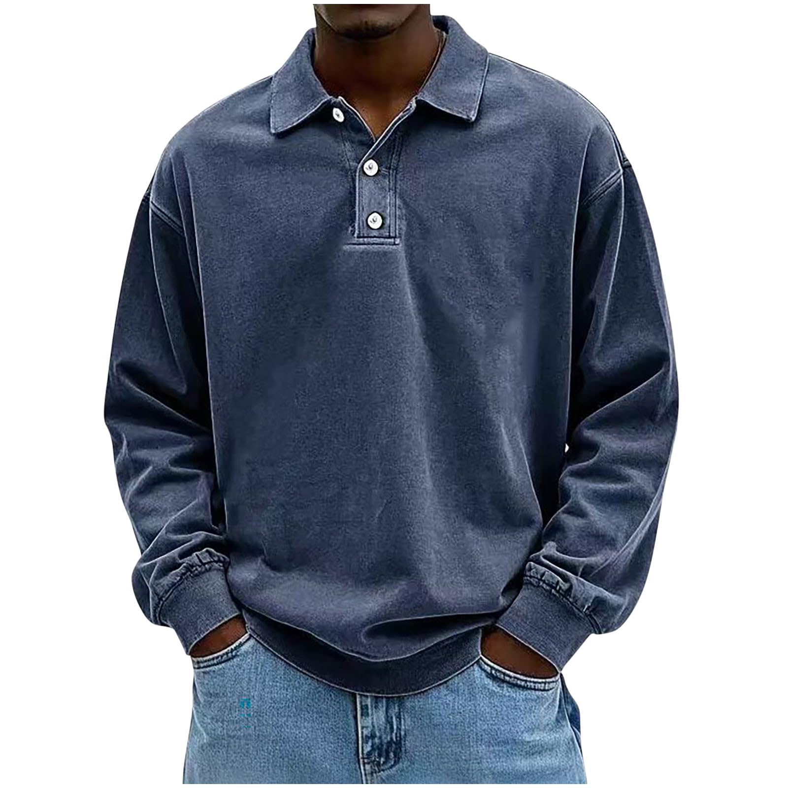 Polo Homme Manche Longue Habit Décontracté Polo Manche Longue Homme Classique Haut Mode Tee Shirt Basique Vêtements Classique Vetement Outdoor Habit Plage Haut Doux Vêtements en Plein Air Vetement