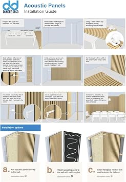 Dundee Deco Acoustic Panels, Wooden Slats for Decor and Noise Reduction - 3D Wall Panels or Ceiling Panels - Oak Beige - Set of 2, Covers 7.8 sq ft