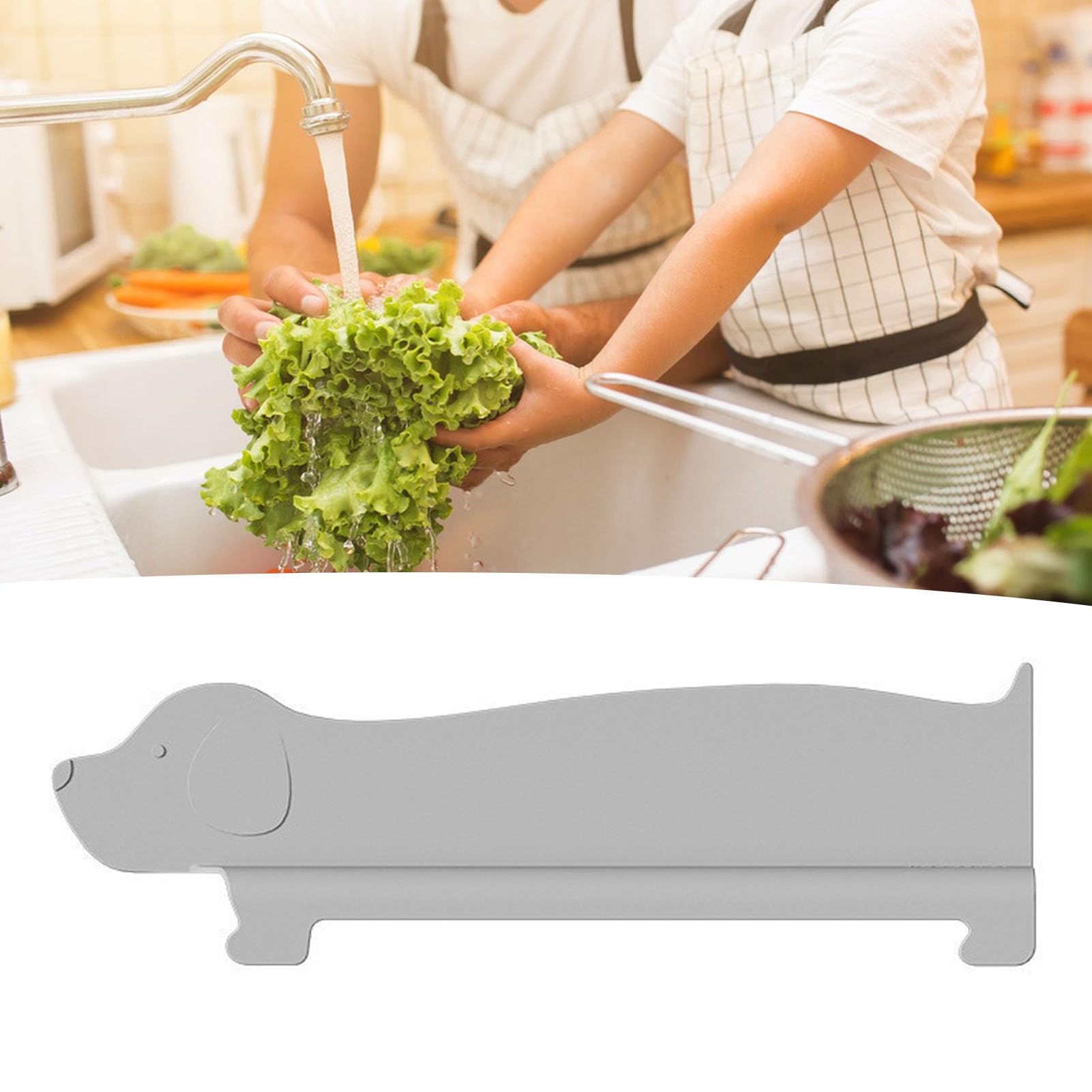 Paraspruzzi In Silicone Per Lavello - Barriera Antischizzi Per Cucina E Bagno, Nero, 49x5x8.5 Cm