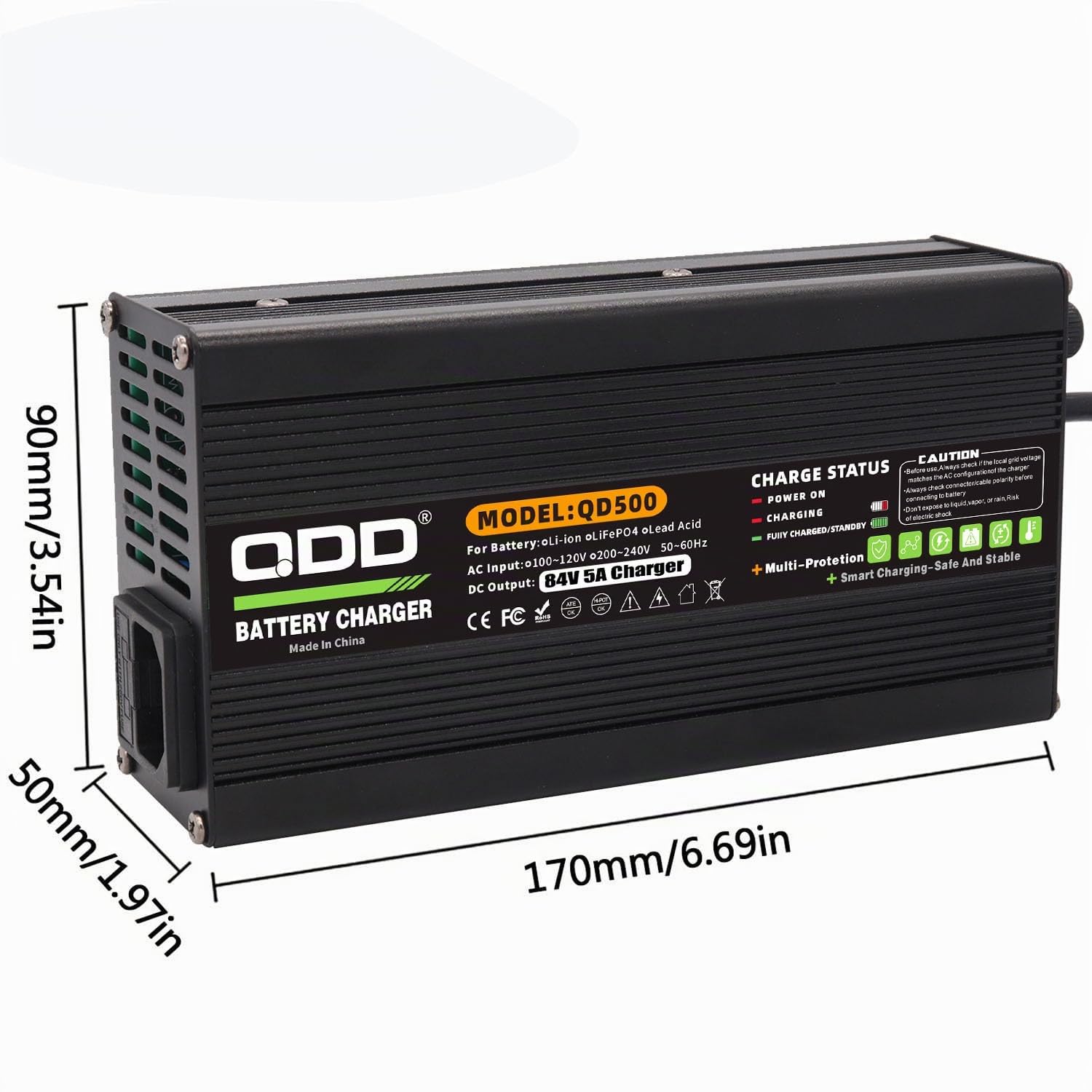 QDD Cargador de batería de litio para motocicleta eléctrica, 84 V, 5 A, 72 V 20S, cargador rápido universal para motocicleta eléctrica, con conector Anderson