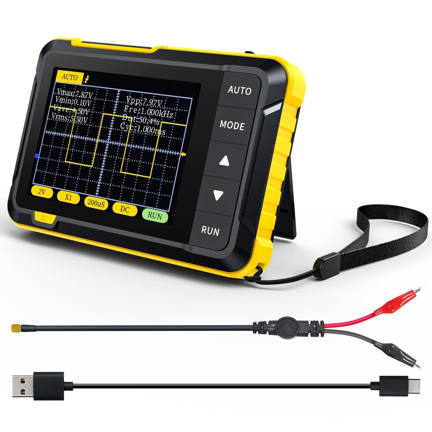bibox labs Yellow Tommy Handheld Digital Oscilloscope (Dso152, 2.8" Tft Display| 200Khz Bandwidth & 2.5Ms/S High Sampling Rate With Trigger Function Auto/Normal/Single) (B0CPT27WW9) Amazon Price History, Amazon Price Tracker