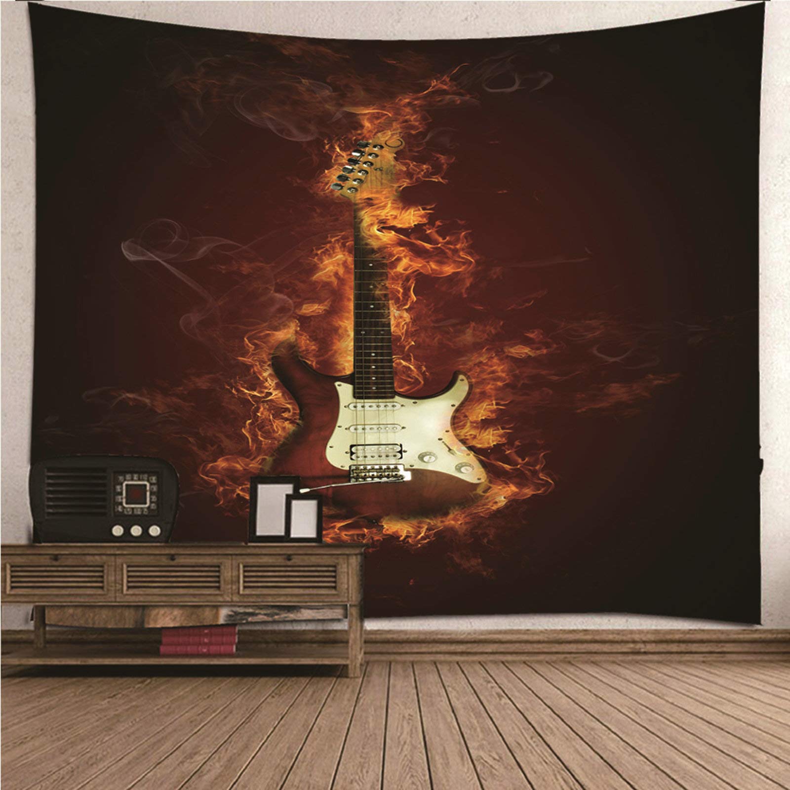 Tapices de pared musicales con estampado de guitarra punk en poliéster para renovar tu habitación