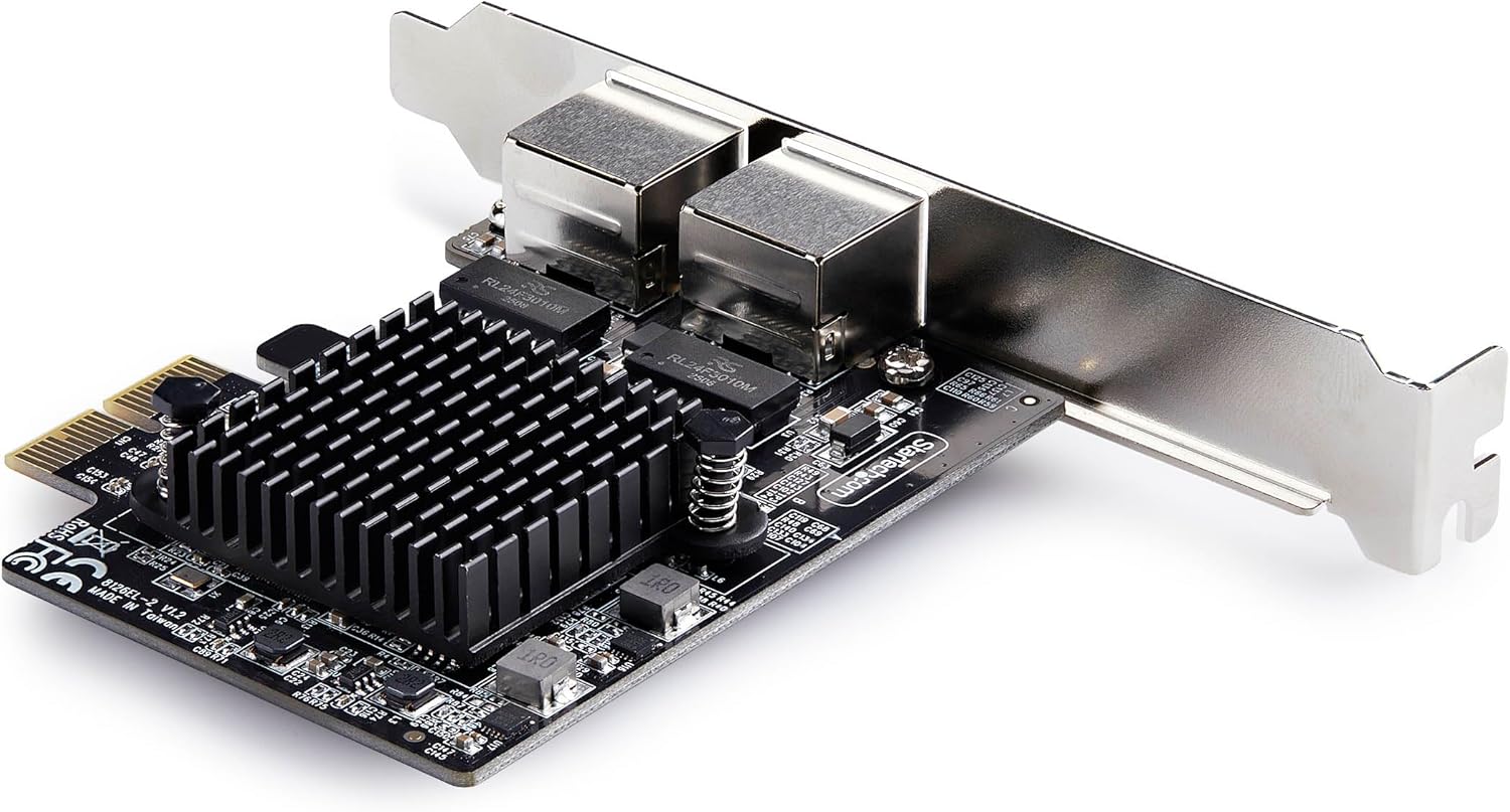 StarTech.com 2-Port 5G Gigabit PCIe Network Adapter Card, PCI Express LAN Card, Realtek RTL8126, Windows and Linux, TAA