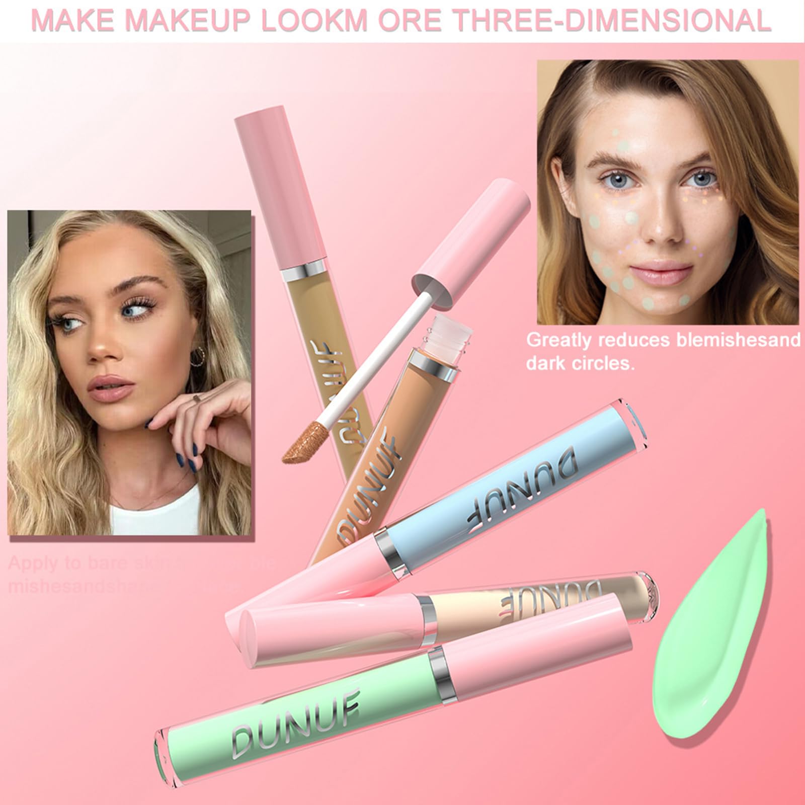 JasCherry 4 Colors Liquid Concealer Full Coverage Under Eye Concealer Makeup - Image 4