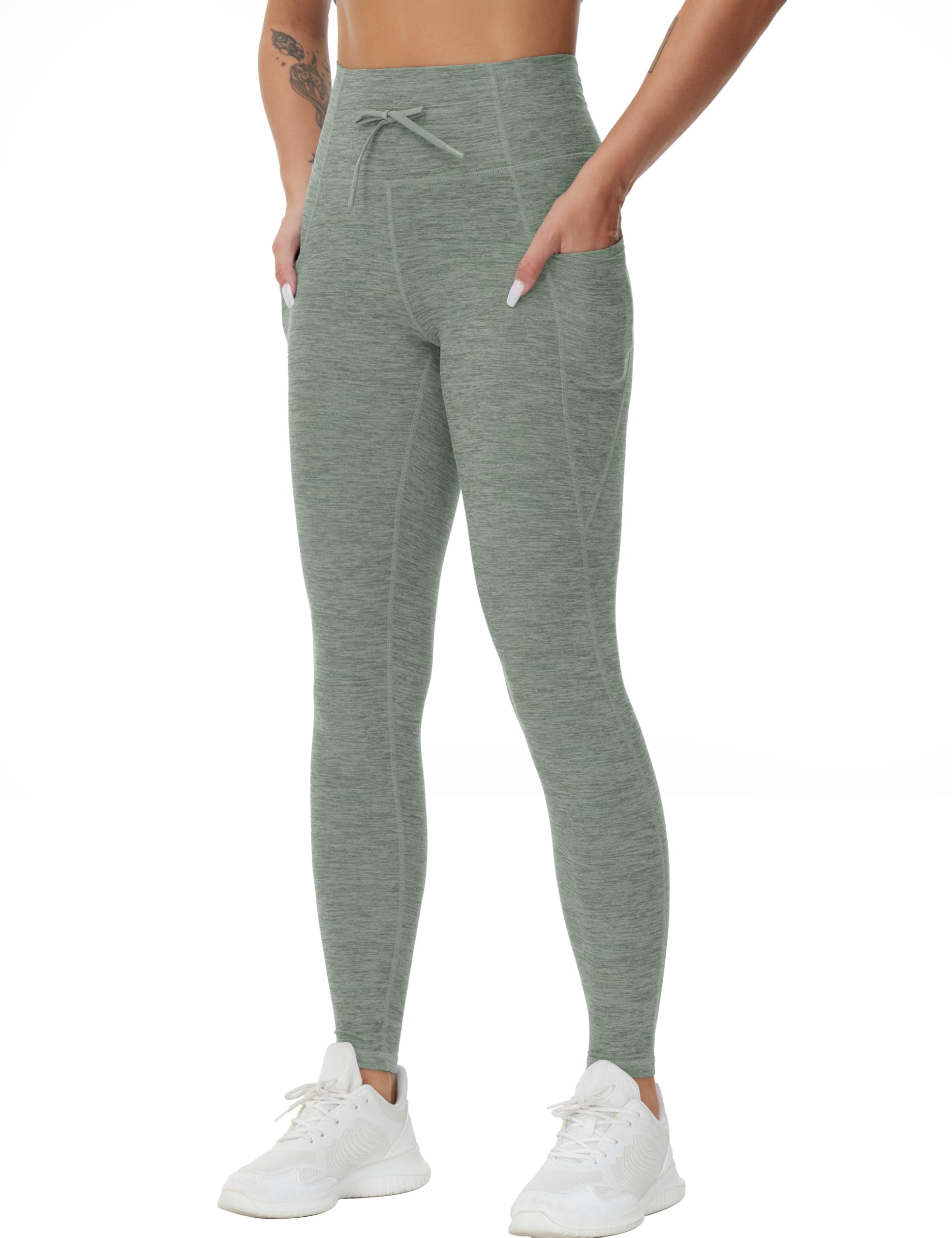 THE GYM PEOPLE Leggings da donna a vita alta con coulisse, elasticizzati, ultra morbidi, per il controllo della pancia, pantaloni da yoga con tasche