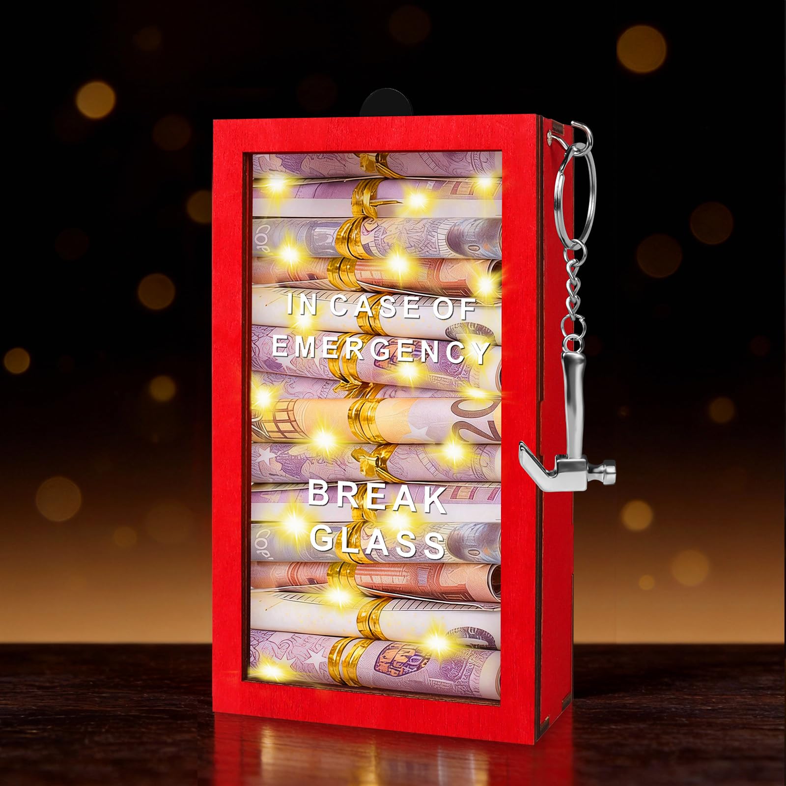 TUZELIYA Geburtstagsgeschenke für Frauen und Männer, Im Notfall Glas Zerbrechen, mit Hammer LED, Personalisiertes Gag-Geschenk für Freunde, Lustige und Ungewöhnliche Geschenkideen für Männer
