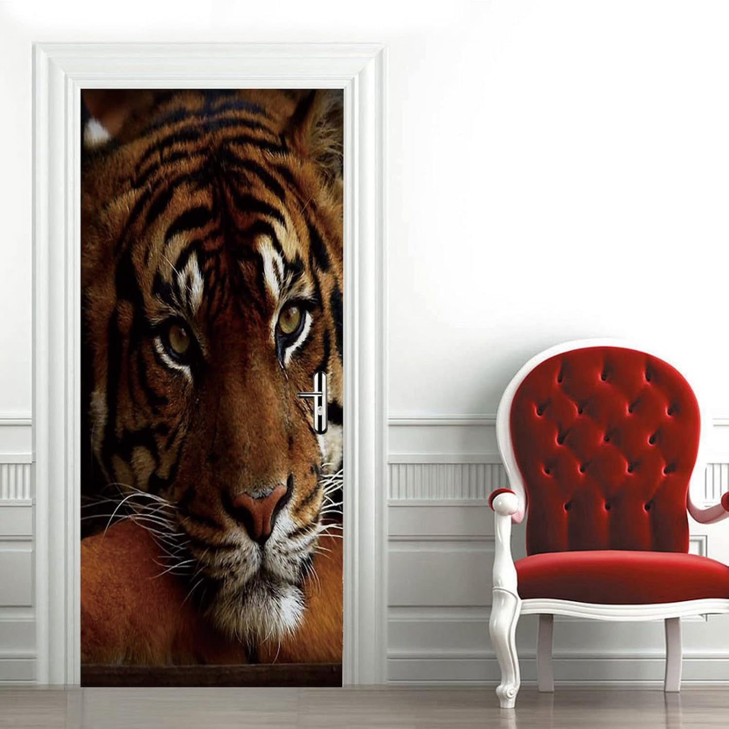 A.Monamour 3D Door Stickers for Interior Doors Bengal Tiger Animal Theme Vinyl Removable Self Adhesive Door Poster Wallpaper Mural Decals for Bedroom Office Bathroom 85 x 200 cm