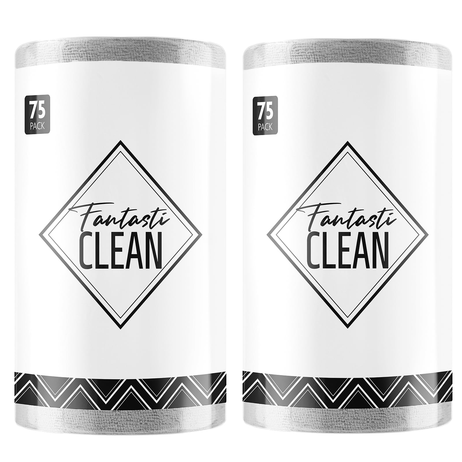 Fantasticlean Microfiber Cleaning Cloth Roll -150 Pack, Tear Away Microfiber Towels, 12" x 12", Reusable, Washable, Ultra Absorbent Dishcloth for Home Supplies, Car, Pet, Kitchen (2 Rolls of Grey)