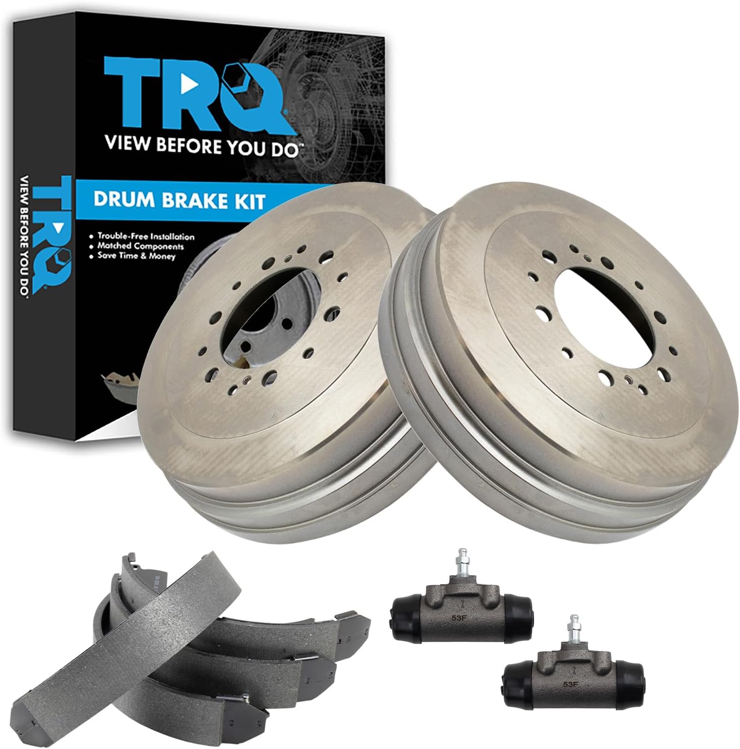 TRQ Brake Shoe & Drum Kit Compatible with 2003-2006 Toyota Tundra