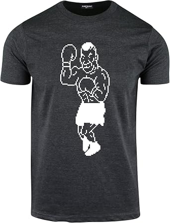 ShirtBANC Mens Mike T Punch Retro Gaming Shirt Boxing Iron Style Tee, S-3XL Charcoal Heather