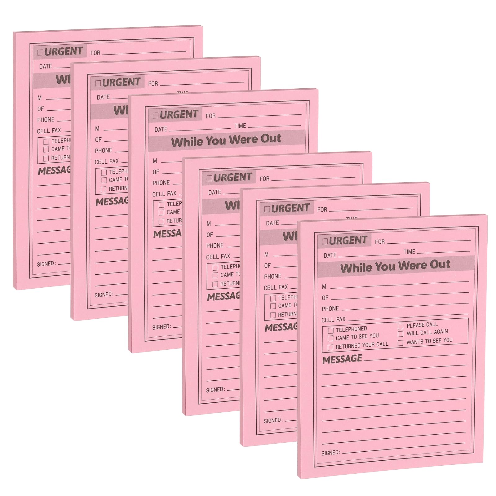PATIKIL 6 Pack While You were Out Message Pad, 4.25 x 5.5 Sticky Notes Notepads 50 Sheets Per Pad Memo Phone Message Pads for Office, Pink โ image 1