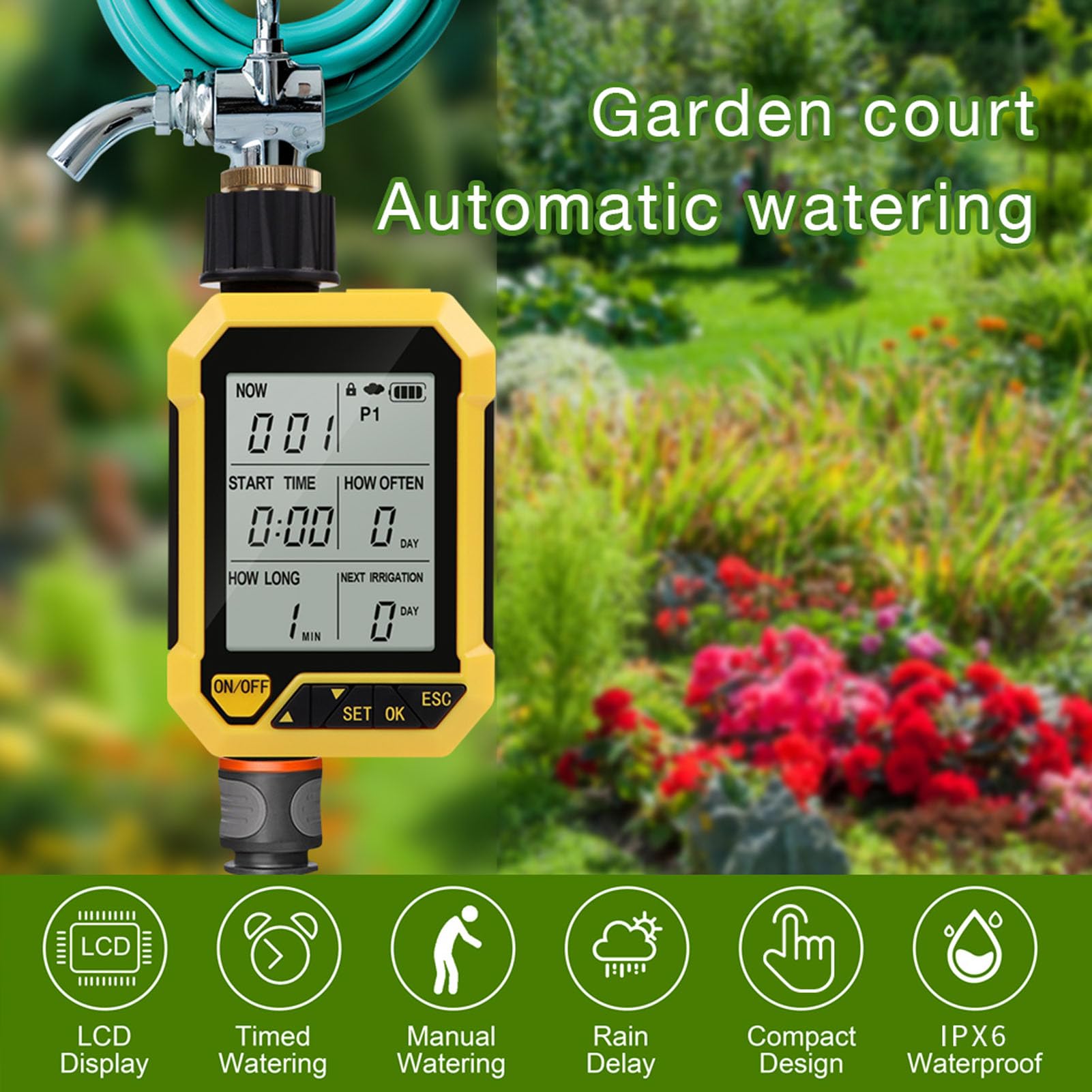 Gartensprinkler-Timer, G3/4 G1/2 Einlass G3/4 Auslass,