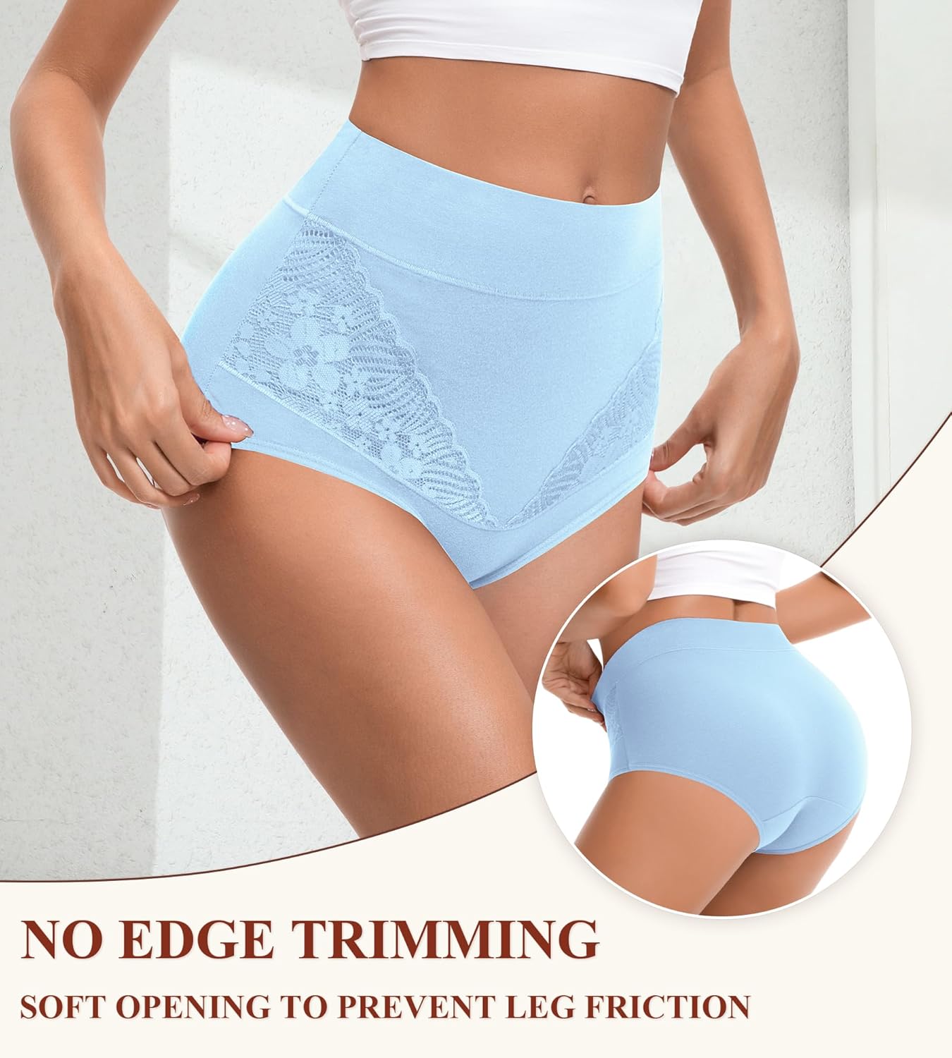 Womens Cotton High Waisted Underwear Comfort Panties 5 Pack Briefs - Image 4